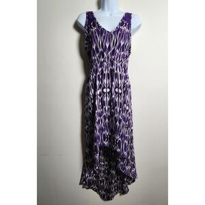 Express Purple Sundress Med Hi-Lo Hem Open Back Sleeveless Empire Waist